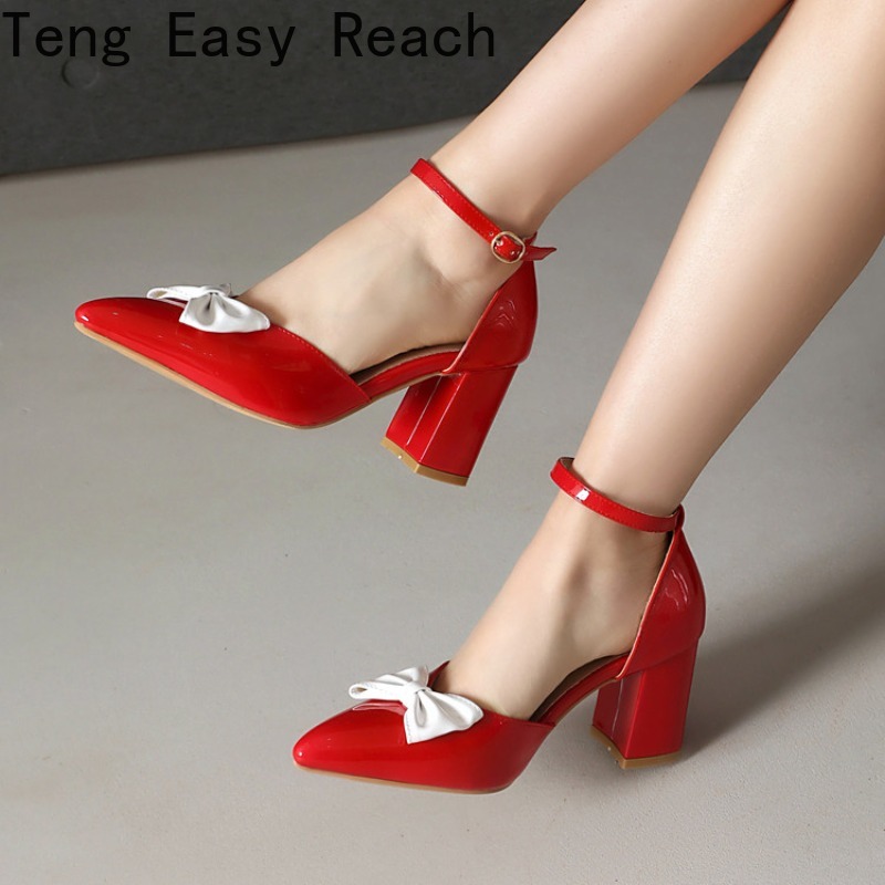 Women'S Shoes Easy Street - 2026 ฤดูใบไม้ผลิ/ฤดูร้อนรองเท้าแตะผู้หญิงสไตล์เรโทรหรูหรารองเท้าส้นสูงประดับโบว์วันที่หรือรองเท้าแต่งงานขนาด 34-48