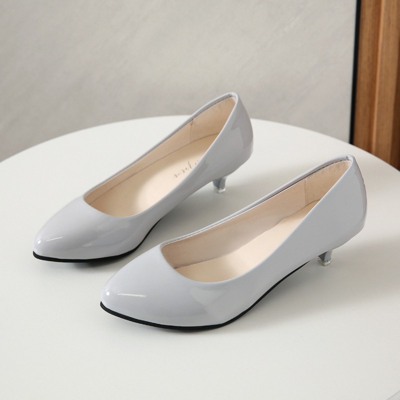 Women'S Shoes Round Toe - รองเท้าส้นกลางสำหรับผู้หญิง ขนาดใหญ่ 35-42 นุ่มสบาย สีดำ รองเท้าทำงานแบบเรียบง่าย