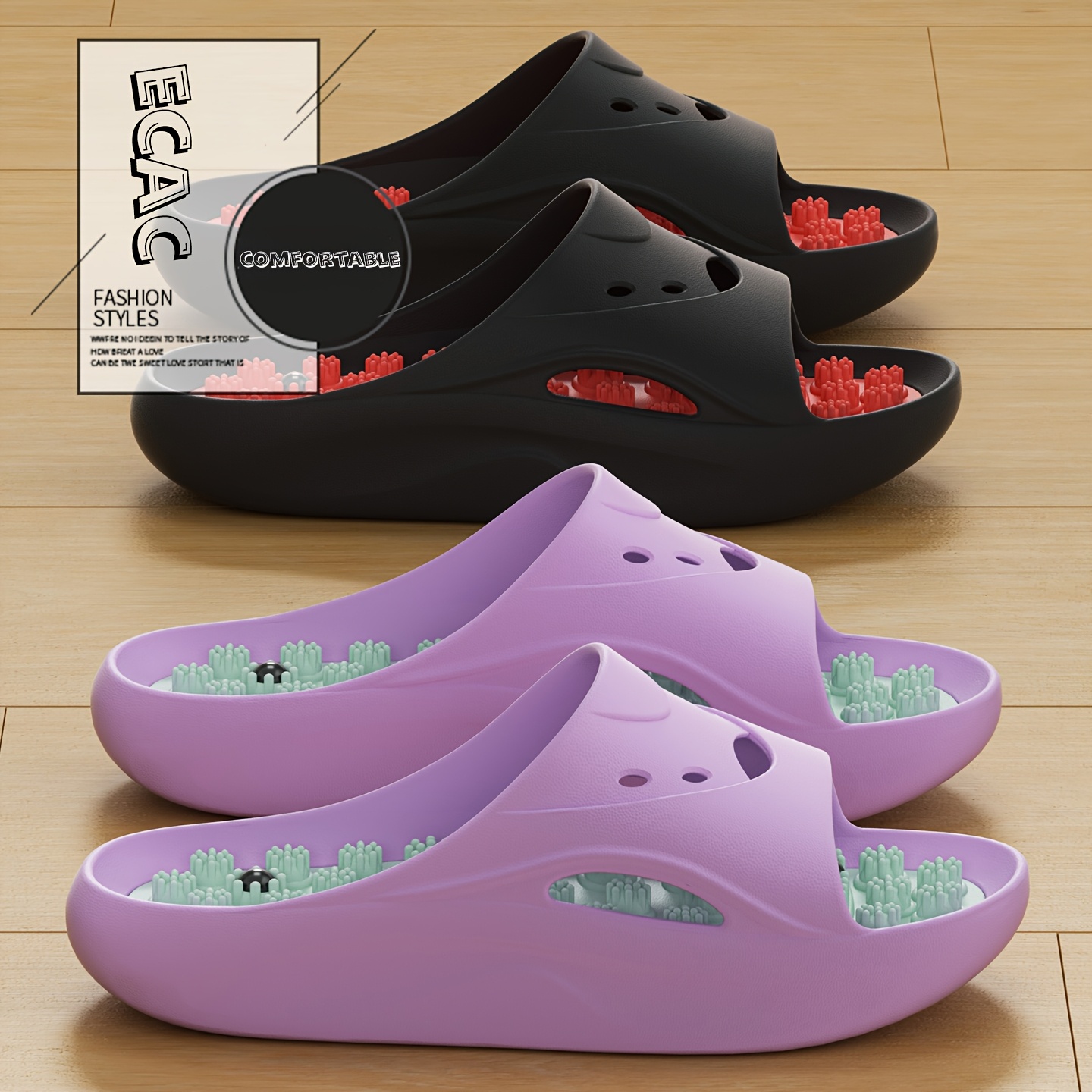 Women'S Shoes For Flat Feet - รองเท้าแตะนวด EVA สำหรับผู้หญิงและผู้ชาย พื้นหนา กันลื่น ใส่ในห้องน้ำ