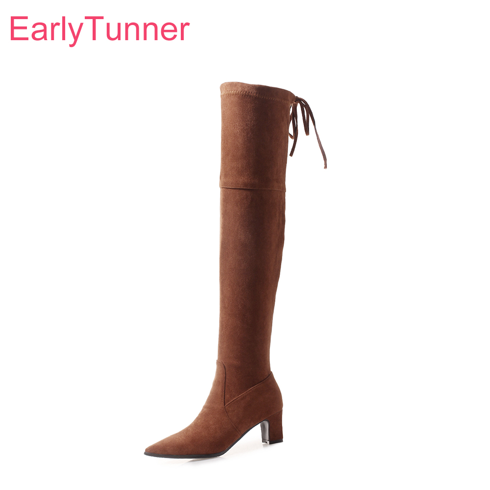 Women'S Shoes Size 12 - รองเท้าบูทผู้หญิงสีเหลืองดำสำหรับฤดูหนาวแบบใหม่ ปลายแหลม ส้นสูงทรงเหลี่ยม ไซส์ใหญ่พิเศษ 12 32