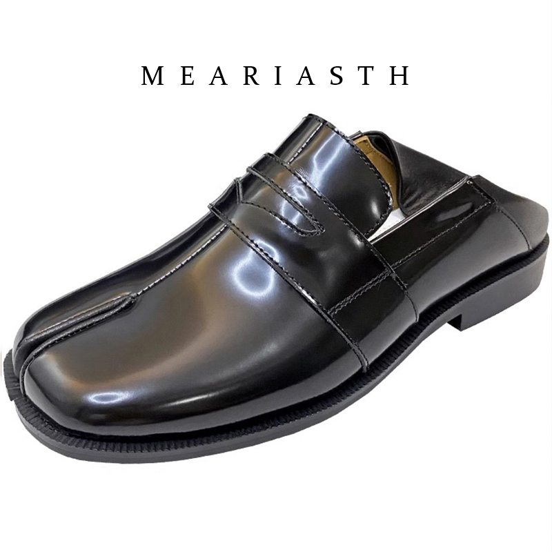 Women'S Shoes In Wide Width - รองเท้า Tabi สีดำ หนังแก้ว ปลายแยก สำหรับผู้หญิง