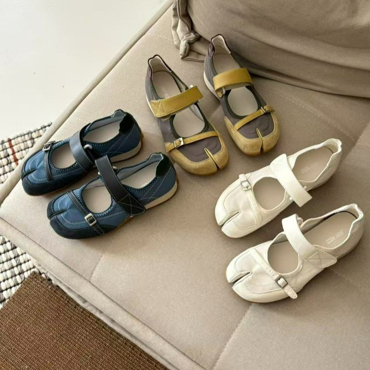 Women'S Shoes Round Toe - รองเท้าสตรีแบบสวมเปิดนิ้วเท้าทรงแมรี่เจน พื้นนิ่ม สายรัดหัวเข็มขัดโลหะ สไตล์เรโทร ลำลอง เหมาะสำหรับเดินเล่นในชีวิตประจำวัน