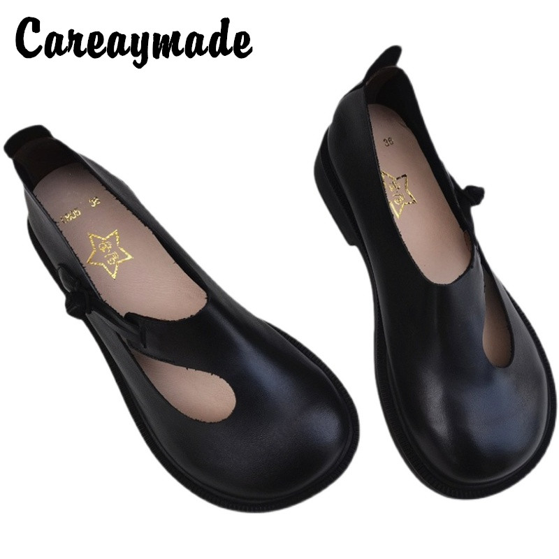 Women'S Shoes Round Toe - Careaymade-รองเท้าสตรีหนังแท้รองเท้า Retro แห่งชาติรอบหัวรองเท้าสตรีหนังแท้ Breathable ทำด้วยมือรองเท้า
