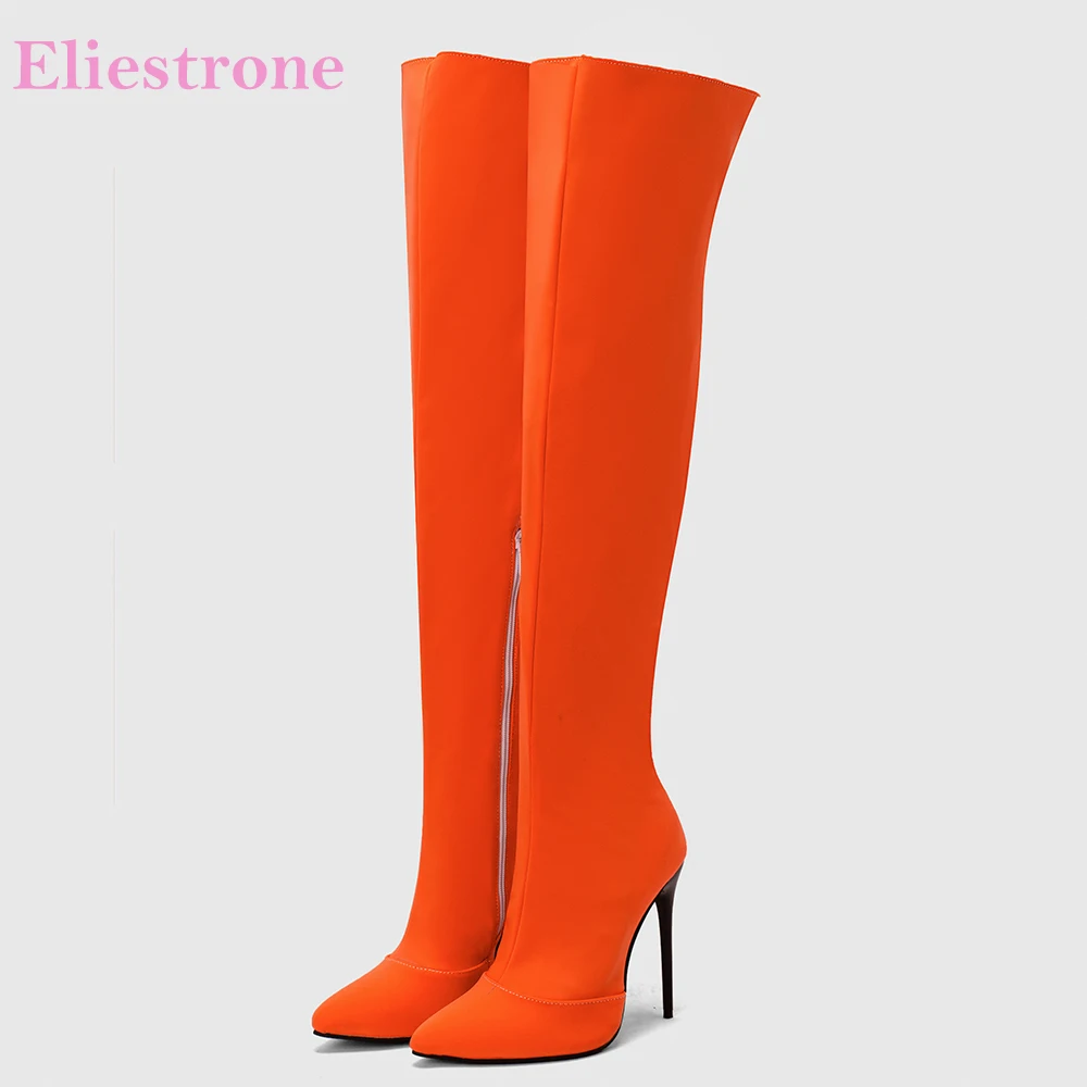 Women'S Shoes Size 12 - ฤดูหนาวใหม่ Glamour สีส้มสีเหลืองผู้หญิงกว่าเข่ารองเท้าบูทร้อนสูงบางส้น Lady รองเท้า PLUS