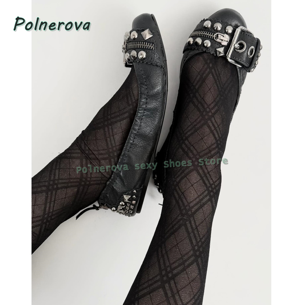 Women'S Shoes For Flat Feet - รองเท้าส้นเตี้ยแบบมีซิปประดับตกแต่ง รุ่น Mary Jane หัวแหลม พร้อมหัวเข็มขัดแบบ