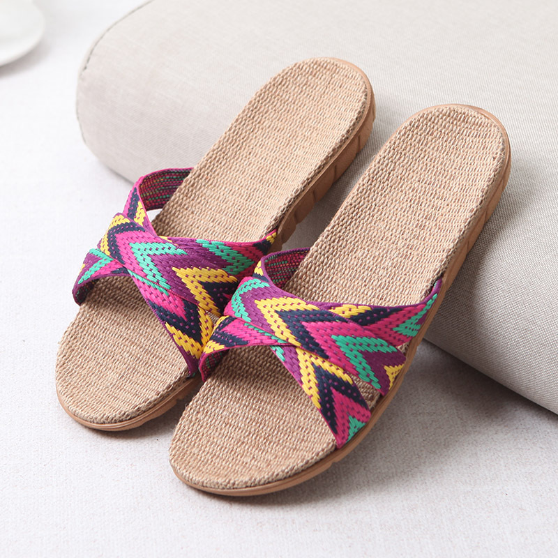 Women'S Shoes For Flat Feet - Mntrerm 2022 ใหม่รองเท้าผ้าใบลําลองสําหรับรองเท้าแตะฤดูร้อนผสมสีชั้นผู้หญิงรองเท้าในร่มรองเท้า CROSS รองเท้าแตะผ้าลินิน Terlik