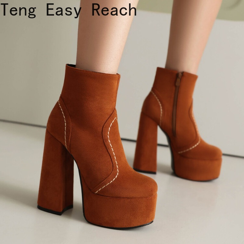 Women'S Shoes Easy Street - รองเท้าแฟชั่นฤดูหนาวปี 2026 ทรงหัวมน ส้นสูง สีเดียว ทันสมัย