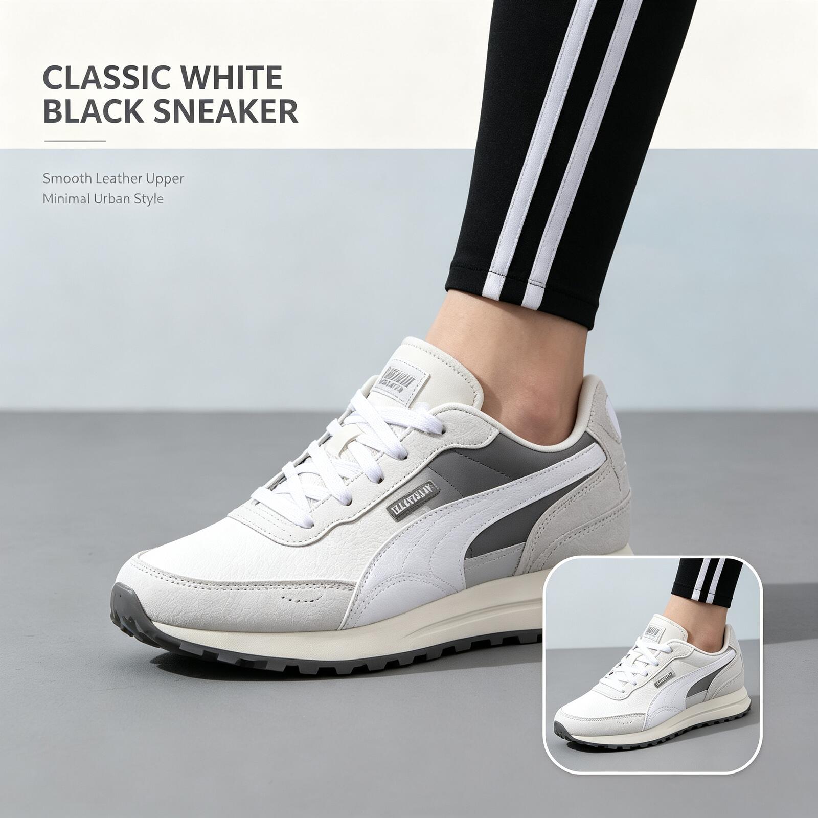 Women Shoes Puma - PUMA รองเท้าผ้าใบผู้ชายสีขาวสีดำแบบ Low Top Classic Clean