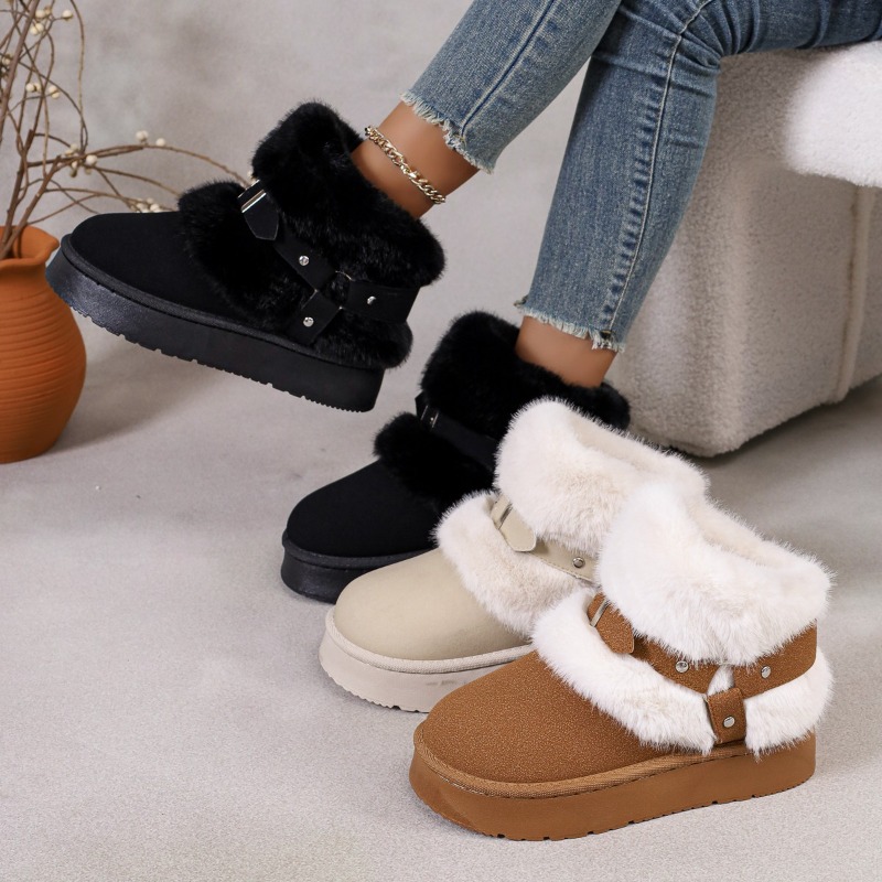 Women'S Shoes Size 12 - รองเท้าบูทหิมะแบบมีขนบุสำหรับผู้หญิง คอลเลคชั่นฤดูใบไม้ร่วง-ฤดูหนาว ปี 2026 รุ่นใหม่ พื้นหนา