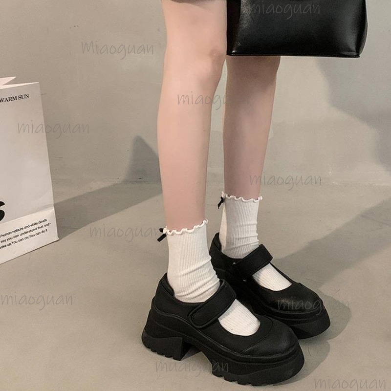 สีดํา Retro ความสูงด้านล่างหนา - Women'S Shoes Loafers Black บทวิจารณ์และราคา
