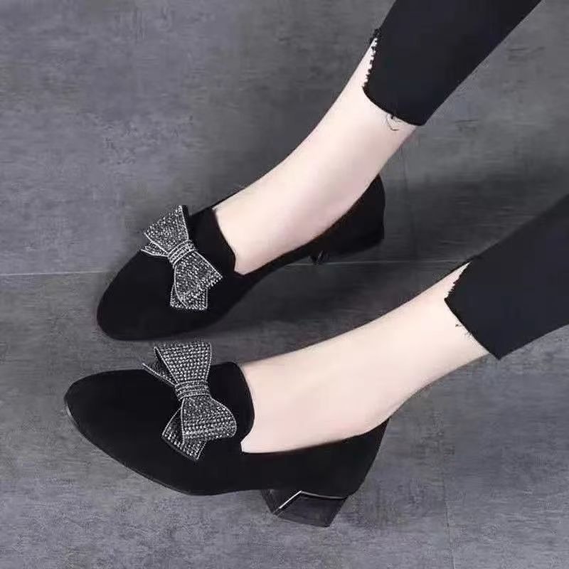 รองเท้าส้นเตี้ยแบบผูกโบว์แฟชั่ - Women'S Shoes Loafers Black บทวิจารณ์และราคา