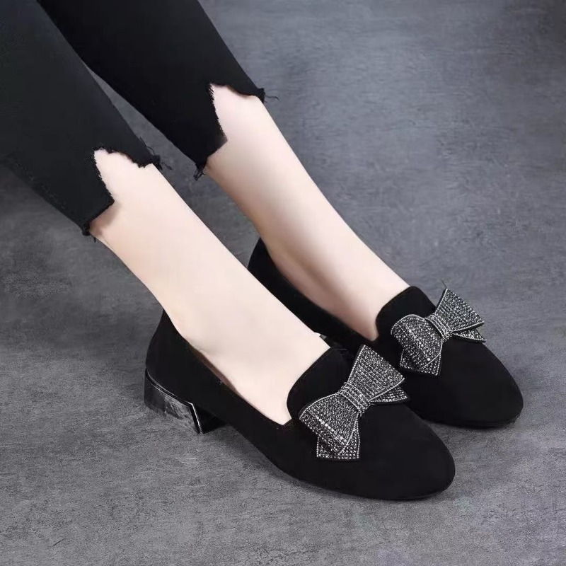 รองเท้าส้นเตี้ยแบบผูกโบว์แฟชั่ - Women'S Shoes Loafers Black บทวิจารณ์และราคา