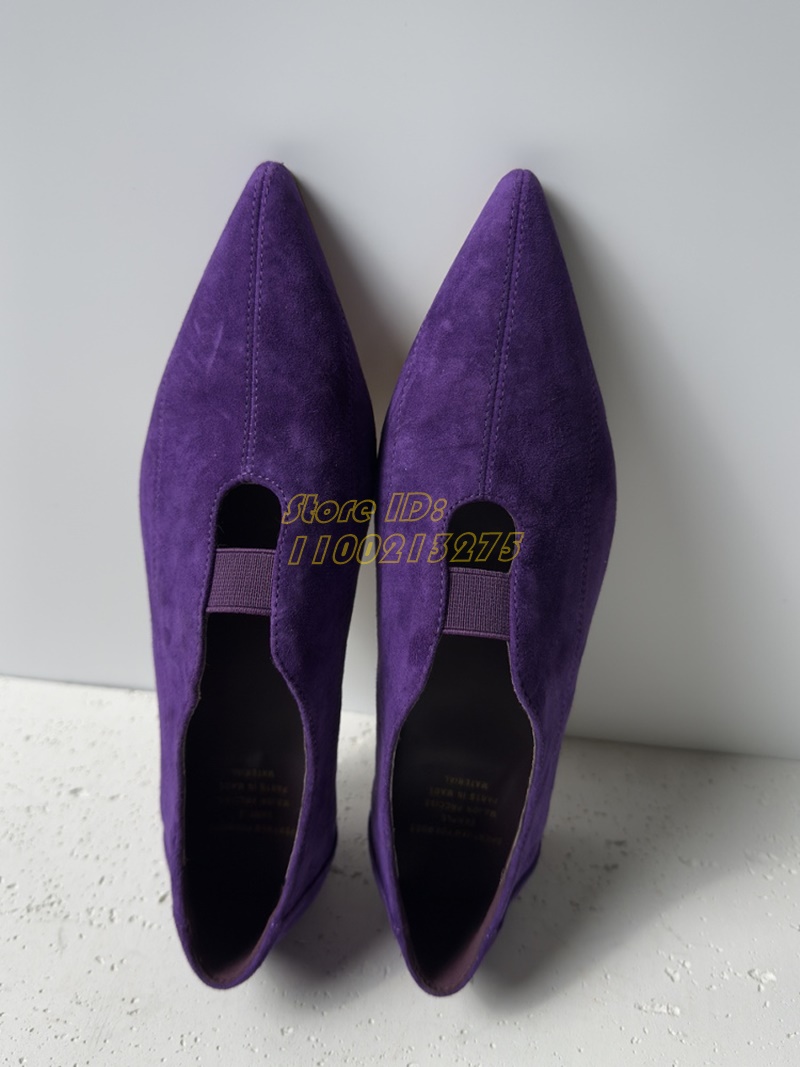 รองเท้าส้นแบนหัวแหลมสีม่วงหนัง - Women Shoes Winter บทวิจารณ์และราคา