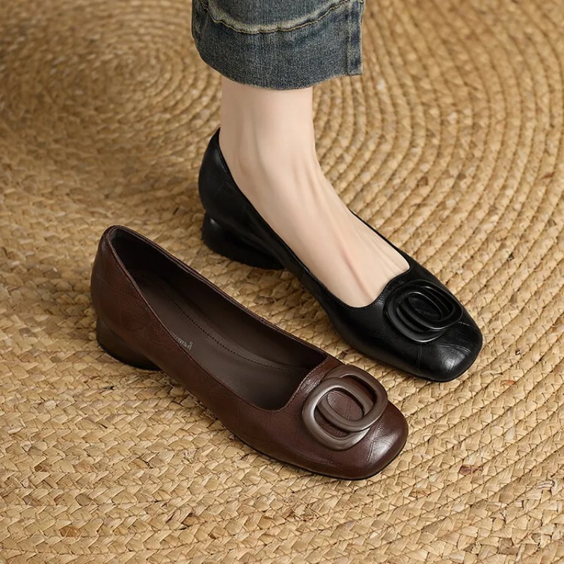 รองเท้าส้นสูงสไตล์ฝรั่งเศสสำหร - Women'S Shoes Round Toe บทวิจารณ์และราคา