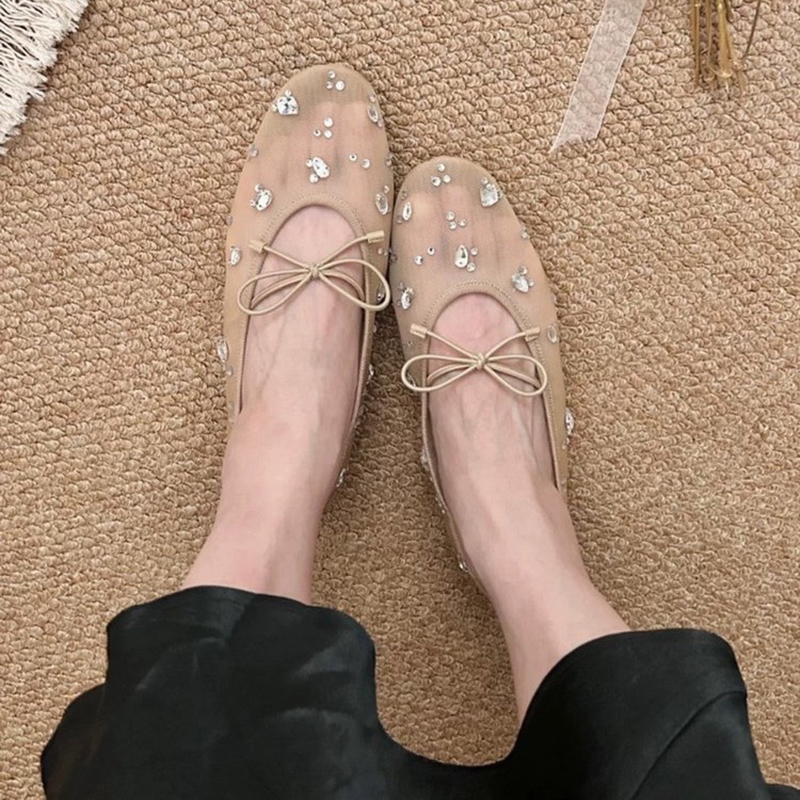 รองเท้าส้นเตี้ยแบบสวมประดับโบว - Women'S Shoes Round Toe บทวิจารณ์และราคา
