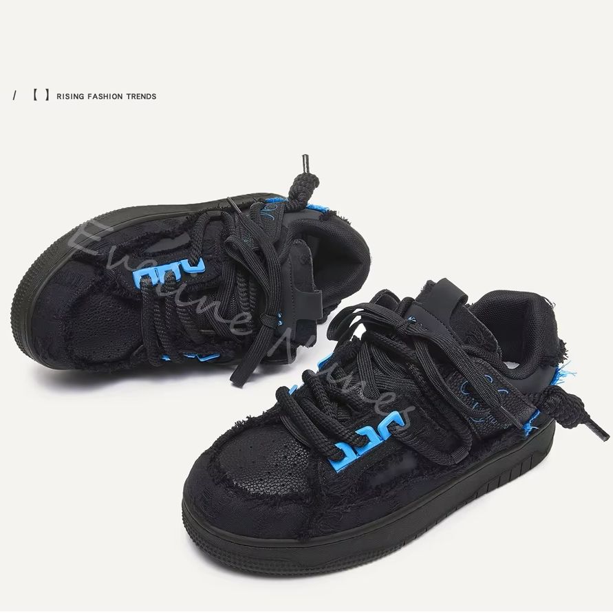 รองเท้าสเก็ตพื้นหนาสีดำขอบรุ่ย - Women'S Shoes Trendy บทวิจารณ์และราคา