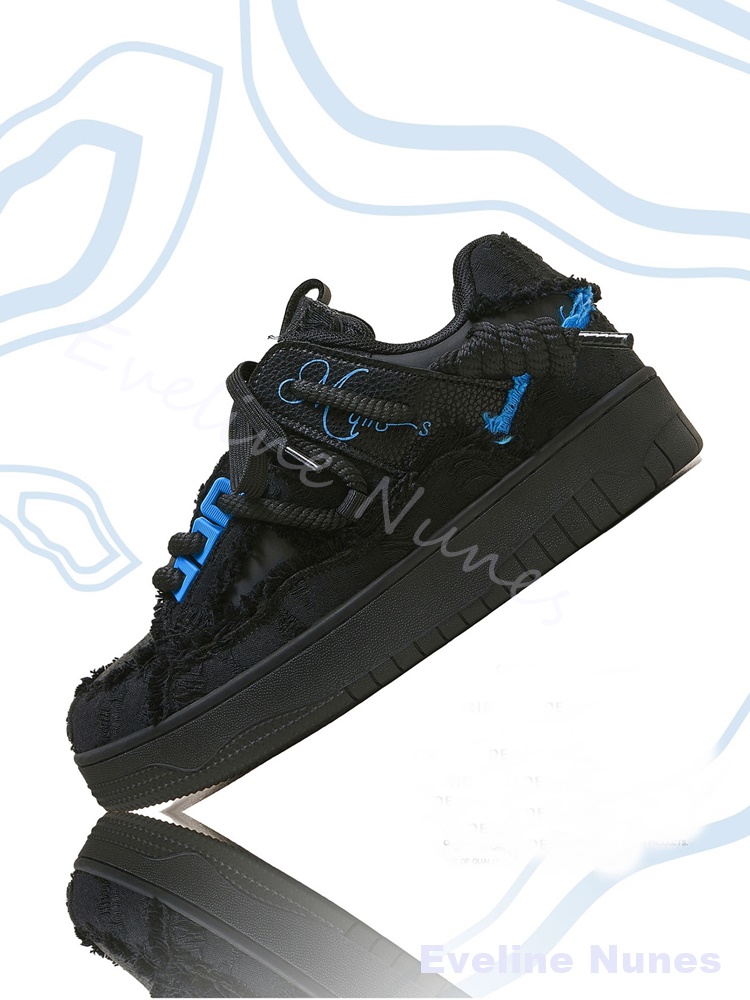รองเท้าสเก็ตพื้นหนาสีดำขอบรุ่ย - Women'S Shoes Trendy บทวิจารณ์และราคา