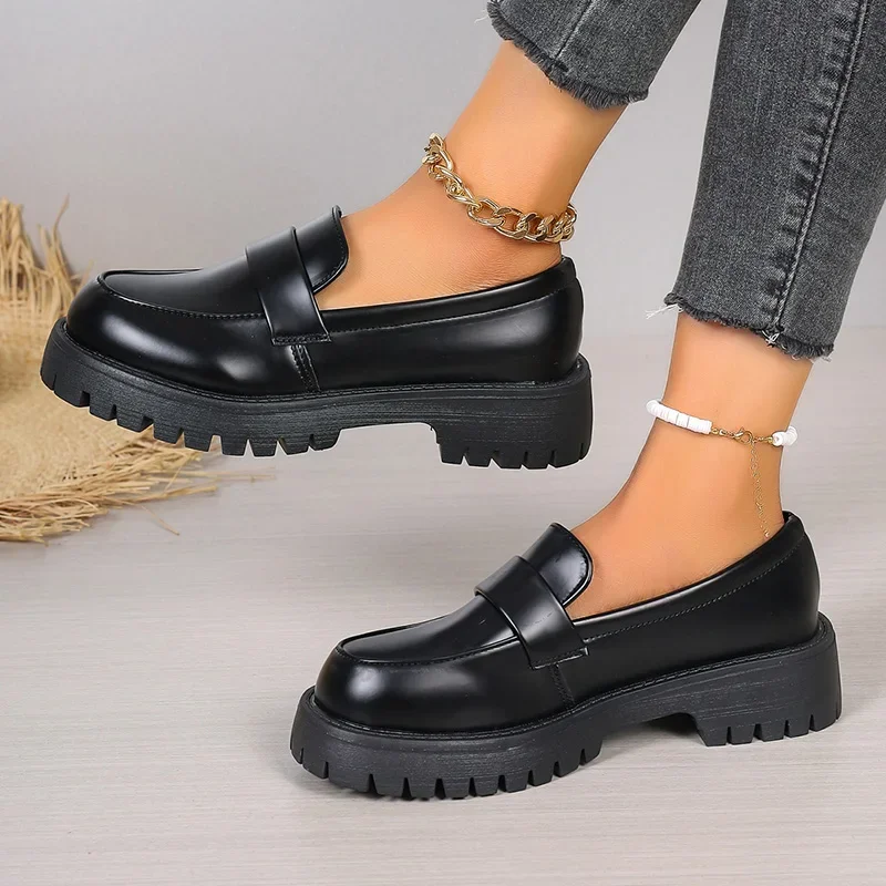 รองเท้าโลฟเฟอร์หนัง PU สีดำ ไซ - Women'S Shoes Loafers Black บทวิจารณ์และราคา