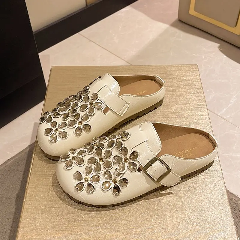 รองเท้าแตะส้นเตี้ยแบบสวมประดับ - Women Shoes Mules บทวิจารณ์และราคา