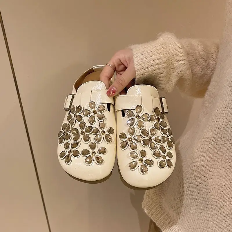 รองเท้าแตะส้นเตี้ยแบบสวมประดับ - Women Shoes Mules บทวิจารณ์และราคา