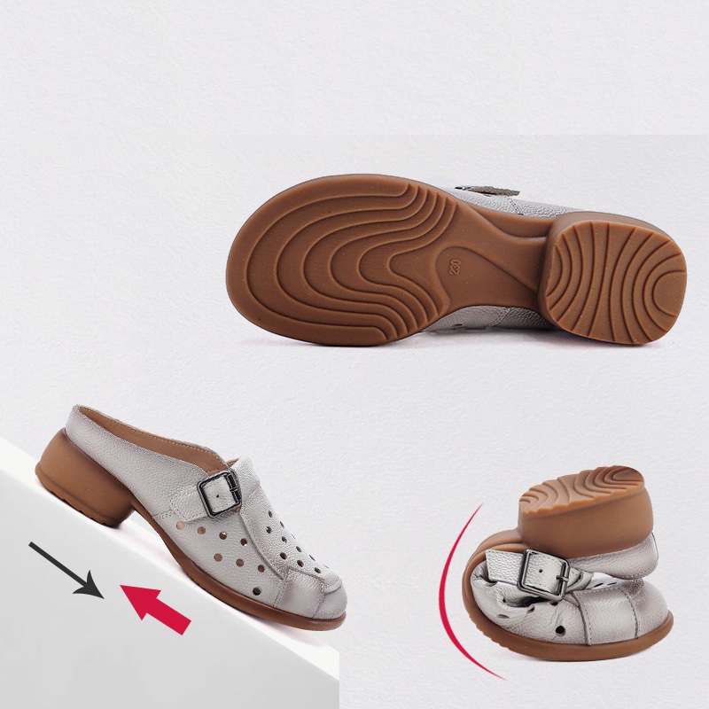 รองเท้าส้นเตี้ยหนังวัวแบบใหม่ส - Women Shoes Mules บทวิจารณ์และราคา