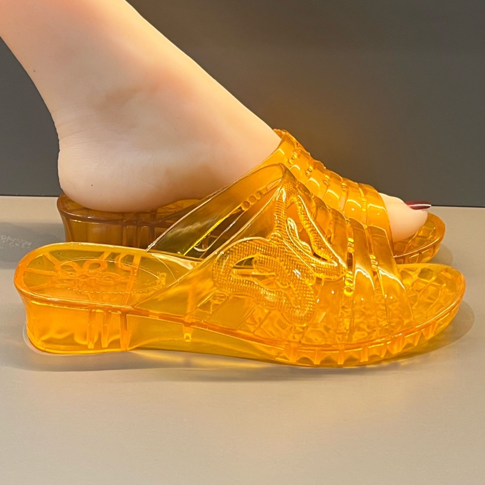 รองเท้าส้นเตารีดแบบเจลลี่สีม่ว - Women Shoes Mules บทวิจารณ์และราคา