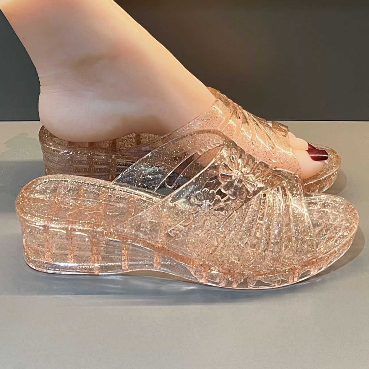 รองเท้าส้นเตารีดแบบเจลลี่สีม่ว - Women Shoes Mules บทวิจารณ์และราคา