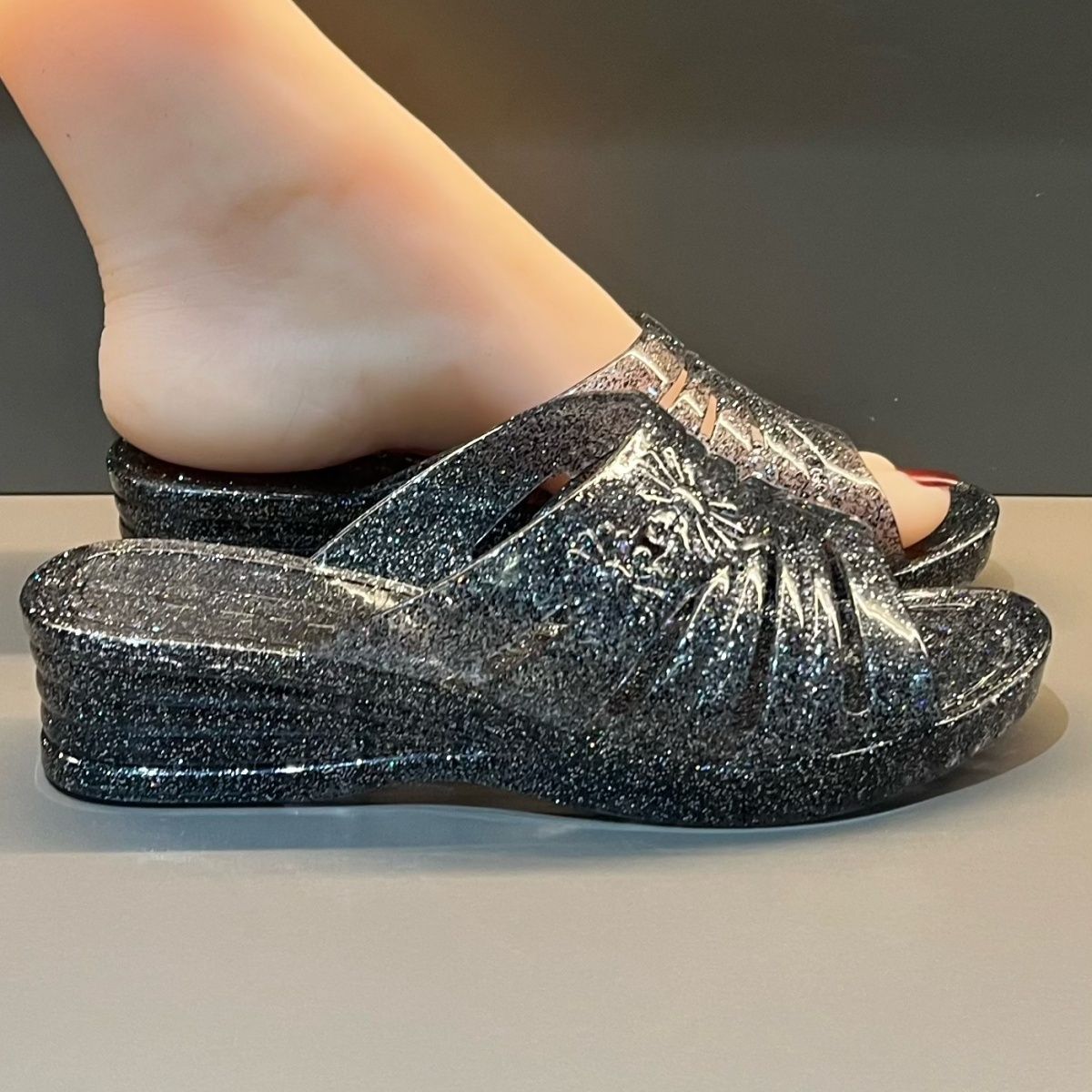 รองเท้าส้นเตารีดแบบเจลลี่สีม่ว - Women Shoes Mules บทวิจารณ์และราคา
