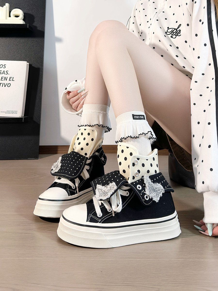 รองเท้าผ้าใบหุ้มข้อผู้หญิงลายผ - Women'S Shoes Trendy บทวิจารณ์และราคา