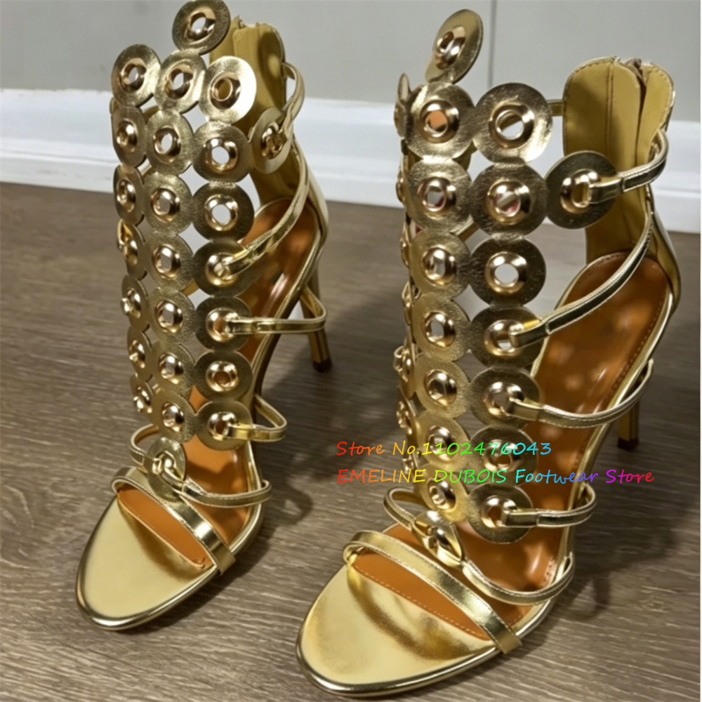 รองเท้าส้นสูงประดับวงกลมสีทอง  - Women'S Shoes Trendy บทวิจารณ์และราคา
