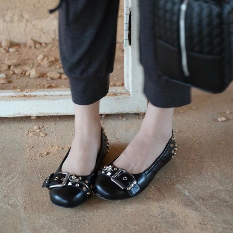 รองเท้าส้นเตี้ยหัวกลมแบบมีสายร - Women'S Shoes Round Toe บทวิจารณ์และราคา