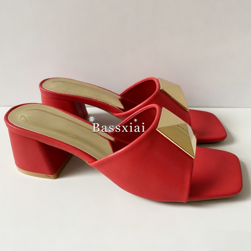รองเท้าส้นเตี้ยแบบสวมประดับหมุ - Women Shoes Mules บทวิจารณ์และราคา